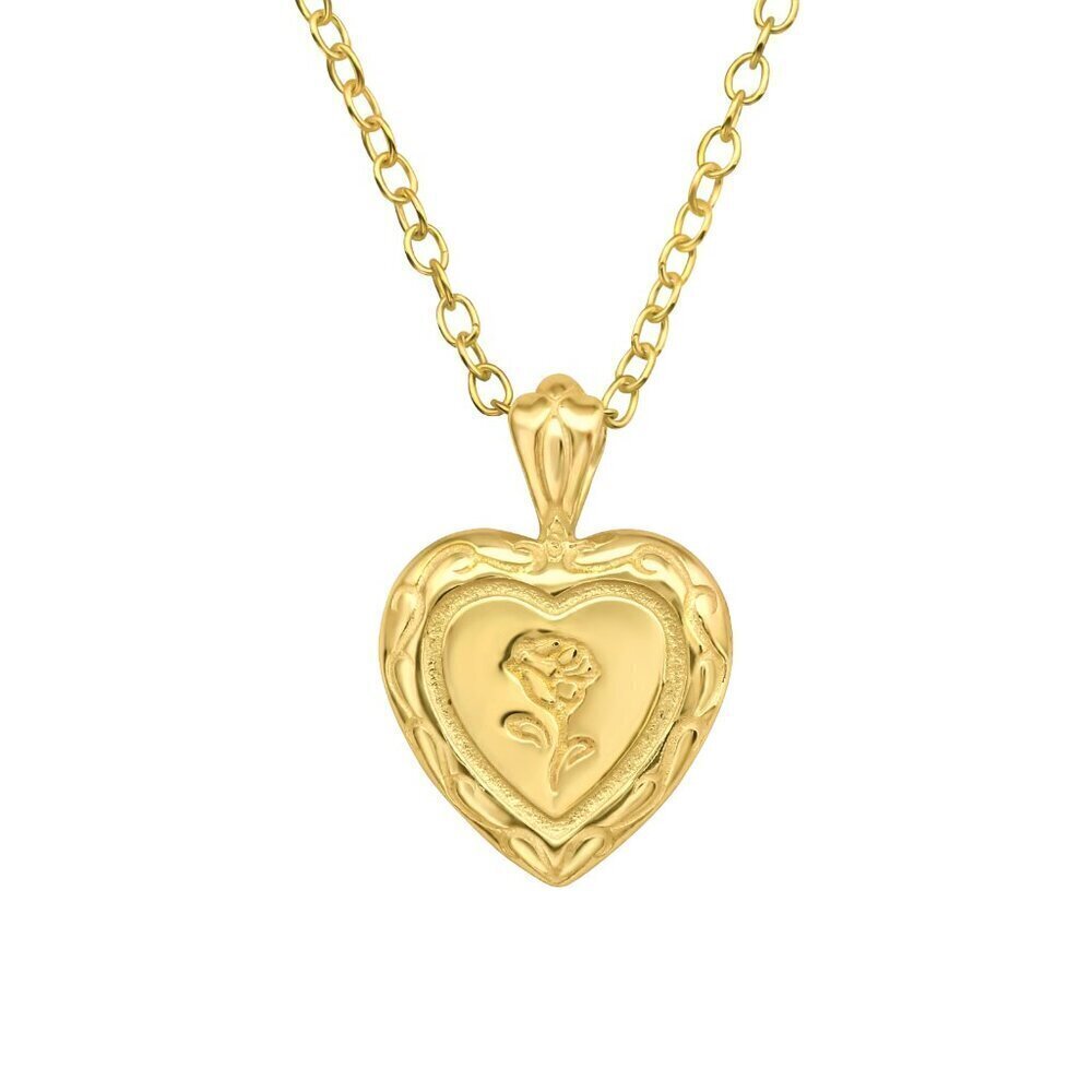 14K Gold Vermeil Heart Flower Necklace